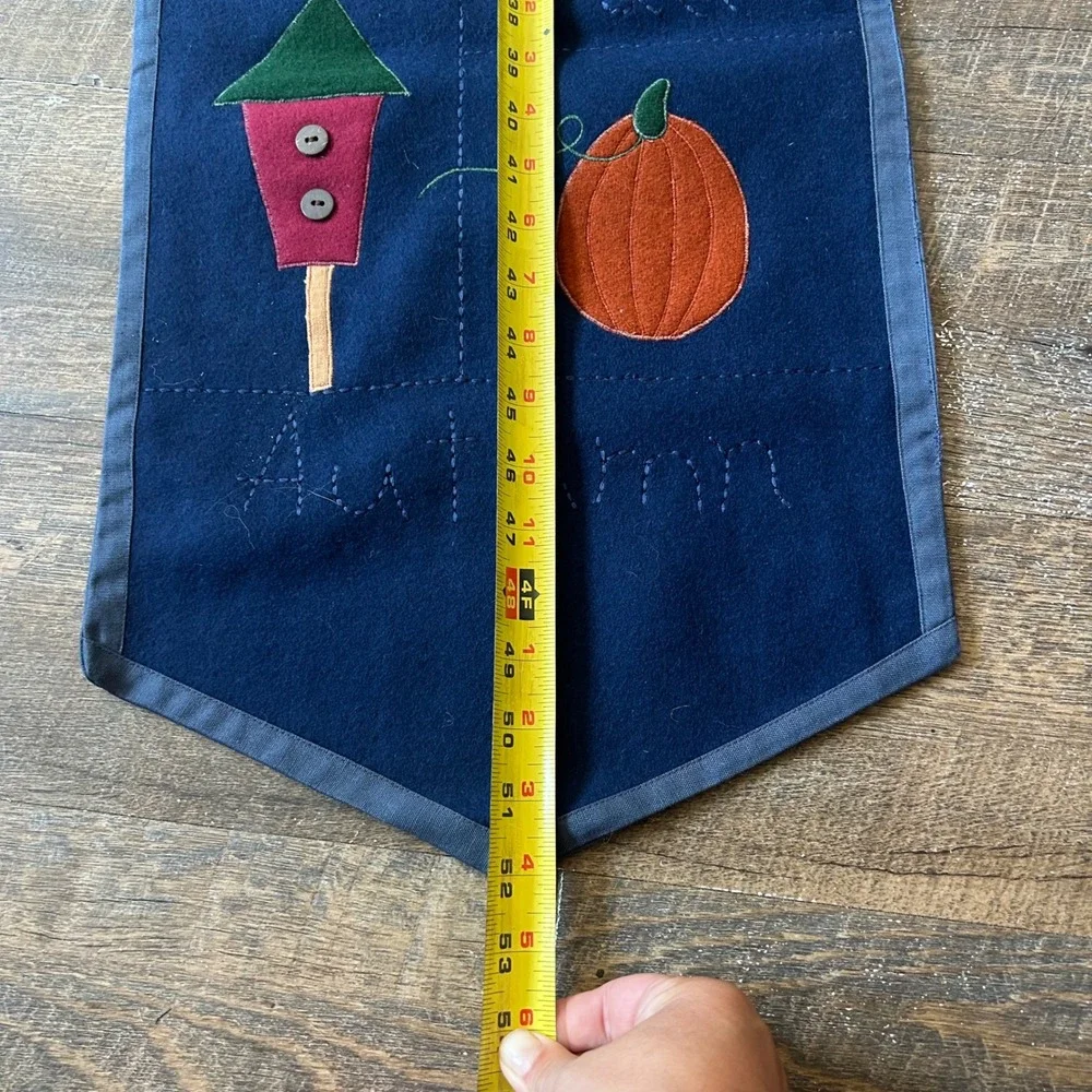 Sonoma Goods for Life Autumn Fall Felt Table Runner Navy Blue 52x12